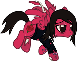 Size: 1319x1037 | Tagged: safe, artist:lightningbolt, derpibooru exclusive, derpibooru import, pegasus, pony, undead, zombie, zombie pony, .svg available, bags under eyes, bloodshot eyes, bone, clothes, feather, flying, lidded eyes, lip piercing, long sleeves, male, mike fuentes, pierce the veil, piercing, ponified, scar, simple background, solo, species swap, stallion, stitches, svg, tattered, tattoo, torn clothes, torn ear, transparent background, vector