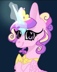 Size: 717x895 | Tagged: safe, artist:kermitting_art, derpibooru import, princess cadance, glowing, glowing horn, horn