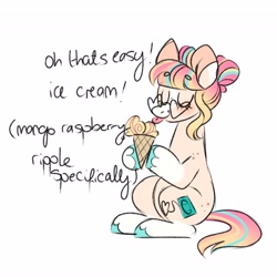 Size: 4096x4096 | Tagged: safe, artist:fizzlefer, derpibooru import, oc, oc only, earth pony, pony, eating, food, ice cream, simple background, solo, white background