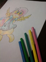 Size: 250x333 | Tagged: safe, artist:fluttersdoodles, derpibooru import, fluttershy, female, pencil drawing, traditional art