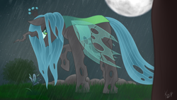 Size: 2560x1440 | Tagged: safe, artist:kirdim4ik, derpibooru import, queen chrysalis, changeling, changeling queen, female, solo