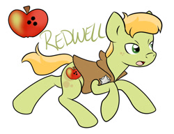 Size: 1024x787 | Tagged: safe, artist:fairiegirl101, derpibooru import, oc, oc only, oc:redwell, earth pony, earth pony oc, male, offspring, parent:braeburn, parent:trixie, parents:trixburn, simple background, solo, white background