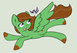 Size: 1600x1112 | Tagged: safe, artist:fairiegirl101, derpibooru import, oc, oc only, bird, hummingbird, pegasus, pony, female, pegasus oc, simple background, solo