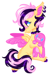 Size: 1280x1916 | Tagged: safe, artist:webkinzworldz, derpibooru import, fluttershy, pegasus, pony, alternate hairstyle, choker, ear piercing, emo, emoshy, gender headcanon, piercing, plushie, punk, simple background, solo, spiked choker, transgender, transparent background