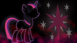 Size: 1920x1080 | Tagged: artist needed, safe, artist:dalekstugaming, artist:tryhardbrony, derpibooru import, edit, twilight sparkle, unicorn twilight, pony, unicorn, black background, cutie mark, female, mare, minimalist, mist, outline, simple background, solo, wallpaper, wallpaper edit