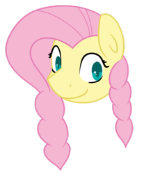 Size: 400x461 | Tagged: safe, artist:fluttershydaily, derpibooru import, fluttershy, braid, simple background, smiling, transparent background