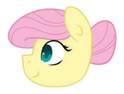 Size: 400x302 | Tagged: safe, artist:fluttershydaily, derpibooru import, fluttershy, bun hairstyle, smiling