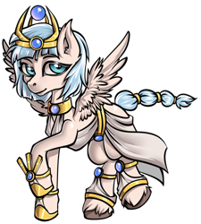 Size: 606x673 | Tagged: safe, artist:leastways, derpibooru import, oc, oc only, pegasus, clothes, crown, egyptian, egyptian pony, jewelry, pega, priestess, regalia, simple background, solo, transparent background