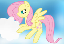 Size: 400x273 | Tagged: safe, artist:fluttershydaily, derpibooru import, fluttershy, cloud, fluttershy is not amused, flying, sky, unamused, weather team