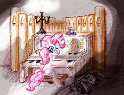 Size: 3256x2516 | Tagged: safe, derpibooru import, pinkie pie, rainbow dash, earth pony, pony, female, musical instrument, organ, organist, phantom of the opera, pipe organ, solo