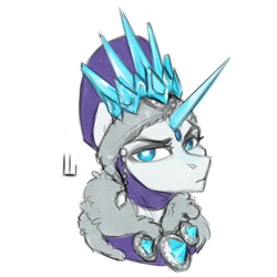 Size: 1003x1003 | Tagged: safe, artist:jewellier, derpibooru import, oc, oc only, pony, unicorn, clothes, crown, crystal horn, hat, horn, jewelry, looking at you, regalia, winter outfit