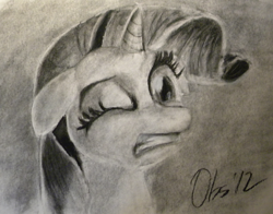 Size: 1200x942 | Tagged: safe, artist:obsequiosity, derpibooru import, rarity, pony, unicorn, charcoal (medium), female, grayscale, monochrome, solo, traditional art