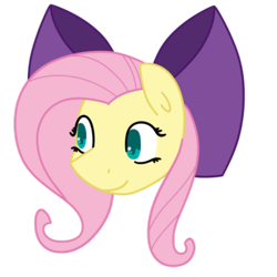 Size: 400x400 | Tagged: safe, artist:fluttershydaily, derpibooru import, fluttershy, bow, hair bow, simple background, smiling, transparent background