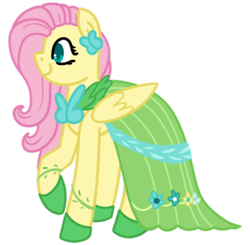 Size: 400x392 | Tagged: safe, artist:fluttershydaily, derpibooru import, fluttershy, clothes, dress, grand galloping gala, simple background, smiling, transparent background