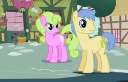 Size: 612x393 | Tagged: safe, derpibooru import, screencap, daisy, flower wishes, goldengrape, sir colton vines iii, the mysterious mare do well