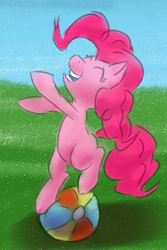 Size: 472x708 | Tagged: safe, artist:obsequiosity, derpibooru import, pinkie pie, earth pony, pony, ball, female, solo