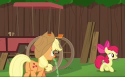 Size: 650x404 | Tagged: safe, derpibooru import, screencap, apple bloom, applejack, the cart before the ponies