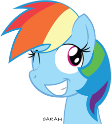 Size: 761x845 | Tagged: safe, artist:sarahstudios11, derpibooru import, rainbow dash, pegasus, pony, female, mare, one eye closed, smiling, solo, vector, wink