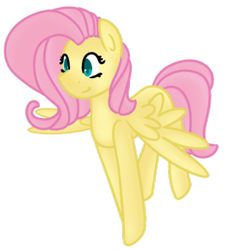 Size: 400x443 | Tagged: safe, artist:fluttershydaily, derpibooru import, fluttershy, folded wings, simple background, smiling, standing, transparent background, wings