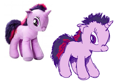 Size: 1316x900 | Tagged: safe, artist:msponies, derpibooru import, twilight sparkle, unicorn twilight, pony, unicorn, g4, creepy twilight, female, mare, ms paint, plushie, simple background, smiling, solo, tail, toy, toy interpretation, twilight sparkle plushie, white background