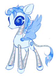 Size: 1280x1722 | Tagged: safe, artist:webkinzworldz, derpibooru import, oc, oc only, oc:dreamweaver, pegasus, pony, robot, robot pony, simple background, solo, white background