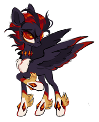 Size: 1280x1568 | Tagged: safe, artist:webkinzworldz, derpibooru import, pegasus, pony, black and red, chest fluff, crossover, edgy, gemstones, ponified, red and black mane, red eyes, shadow the hedgehog, simple background, solo, sonic the hedgehog (series), species swap, unshorn fetlocks, white background