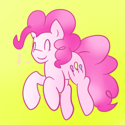 Size: 1036x1042 | Tagged: safe, artist:phillnana, derpibooru import, pinkie pie, earth pony, pony, ^^, eyes closed, music notes, smiling, solo