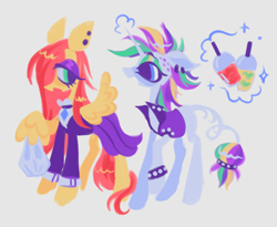 Size: 1280x1051 | Tagged: safe, artist:webkinzworldz, derpibooru import, fluttershy, rarity, pegasus, pony, unicorn, alternate hairstyle, bag, clothes, dress, duo, ear piercing, eyeshadow, female, flarity, fluttergoth, leonine tail, lesbian, magic, makeup, piercing, punk, raripunk, shipping, tail, wristband