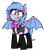 Size: 800x900 | Tagged: safe, artist:thebatfang, derpibooru import, oc, oc only, oc:lucky roll, bat pony, pony, bat pony oc, bowtie, clothes, female, grin, looking at you, mare, simple background, smiling, smiling at you, socks, solo, transparent background