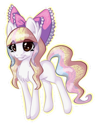 Size: 341x435 | Tagged: safe, artist:tami-kitten, derpibooru import, oc, oc only, oc:emberlee, earth pony, pony, bow, female, frills, looking forward, mare, multicolored hair, simple background, solo, transparent background