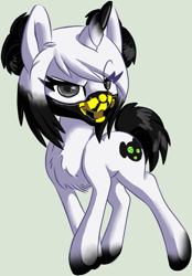 Size: 352x506 | Tagged: safe, artist:tami-kitten, derpibooru import, oc, oc only, pony, unicorn, chest fluff, ear fluff, ears, looking forward, mask, multicolored hair, request, solo