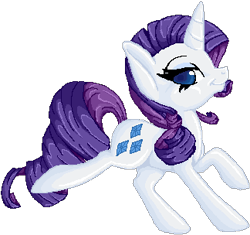 Size: 324x304 | Tagged: safe, artist:tami-kitten, derpibooru import, rarity, pony, unicorn, female, looking at you, mare, raised leg, side view, simple background, smiling, solo, transparent background
