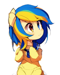 Size: 512x640 | Tagged: safe, artist:maccoffee (edit), derpibooru import, edit, machine learning generated, oc, oc:ukraine, pony, heterochromia, nation ponies, pinegraph, ponified, species swap, ukraine