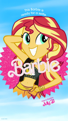 Size: 1080x1920 | Tagged: safe, derpibooru import, sunset shimmer, equestria girls, barbie, barbie (movie), clothes, summer sunset, sunset selfie, swimsuit