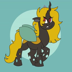 Size: 4096x4096 | Tagged: safe, artist:fizzlefer, derpibooru import, oc, oc only, changeling, pony, solo, yellow changeling