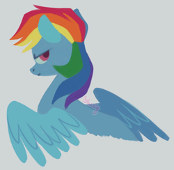 Size: 800x780 | Tagged: safe, artist:flightless-fox, derpibooru import, rainbow dash, pegasus, pony, gray background, simple background, solo