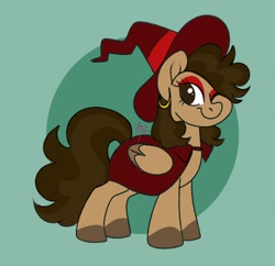 Size: 3766x3642 | Tagged: safe, artist:fizzlefer, derpibooru import, oc, oc only, earth pony, pony, cape, clothes, ear piercing, earring, hat, jewelry, piercing, solo, witch hat