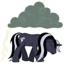 Size: 1000x1008 | Tagged: safe, artist:lonewolf3878, derpibooru import, oc, oc only, oc:chrome thunder, pony, unicorn, cloud, dark clouds, male, sad, simple background, solo, transparent background