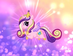 Size: 1151x884 | Tagged: safe, artist:nootaz, derpibooru import, princess cadance, alicorn, pony, abstract background, chibi, cute, cutedance, female, heart, heart eyes, mare, smiling, solo, spread wings, wingding eyes, wings