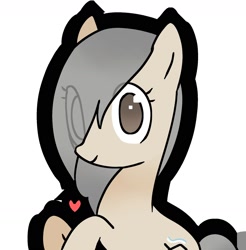 Size: 1776x1806 | Tagged: safe, artist:omelettepony, ponerpics import, oc, oc only, oc:current seeker, pony, commission, eye clipping through hair, female, hair over one eye, heart, looking at you, mare, simple background, snowpony (species), solo, taiga pony, white background, ych result