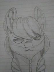 Size: 3120x4160 | Tagged: safe, artist:mrscroup, artist:mustaphatr, derpibooru import, oc, oc only, oc:iorweth, earth pony, pony, equestria at war mod, beard, eyes closed, facial hair, lined paper, traditional art