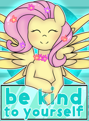 Size: 1280x1741 | Tagged: safe, artist:fluttershydaily, derpibooru import, fluttershy, pegasus, collar, flower, smiling, solo, spread wings, wings