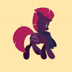 Size: 4096x4096 | Tagged: safe, artist:fizzlefer, derpibooru import, tempest shadow, pony, unicorn, broken horn, chibi, horn, simple background, solo, yellow background