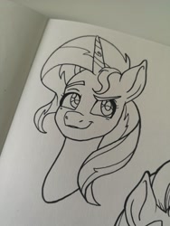 Size: 1536x2048 | Tagged: safe, artist:art_alanis, derpibooru import, sunset shimmer, pony, unicorn, bust, solo, traditional art