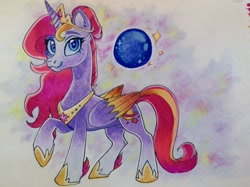 Size: 1024x767 | Tagged: safe, artist:art_alanis, derpibooru import, alicorn, pony, g2, princess crystal, redesign, solo, traditional art