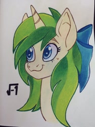 Size: 768x1024 | Tagged: safe, artist:art_alanis, derpibooru import, oc, oc only, oc:minty root, pony, bust, solo, traditional art