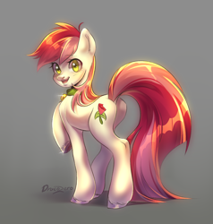 Size: 2000x2100 | Tagged: safe, alternate version, artist:draco zero, derpibooru import, roseluck, pony, bell, bell collar, collar, commission, commissioner:doom9454, cute, long tail, pony pet, rosepet, tail