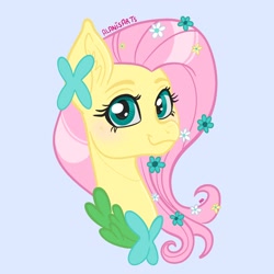 Size: 2048x2048 | Tagged: safe, artist:art_alanis, derpibooru import, fluttershy, pegasus, pony, bust, simple background, solo