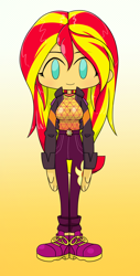 Size: 964x1901 | Tagged: safe, artist:batipin, derpibooru import, sunset shimmer, human, equestria girls, chibi, female, no nose, solo