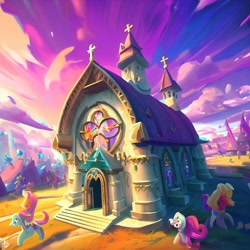 Size: 1024x1024 | Tagged: safe, derpibooru import, machine learning generated, pony, church, cross